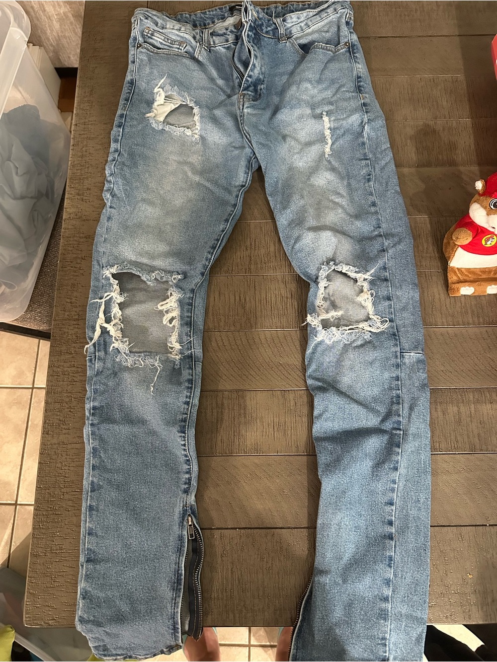 Light Blue Slim Men’s Distressed Jeans